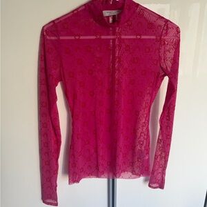 Marine Serre Fuchsia Sheer Long Sleeve Blouse